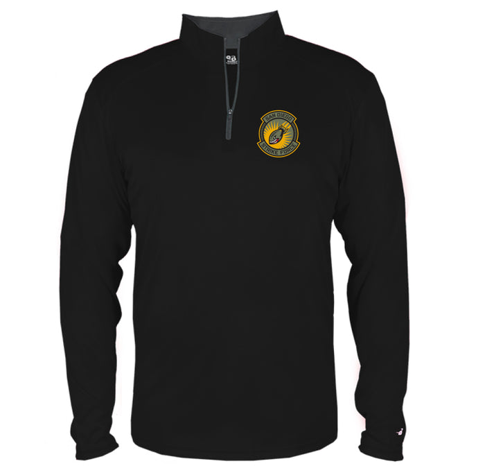 1/4 Zip Black Squadron Logo Pullover Sweater